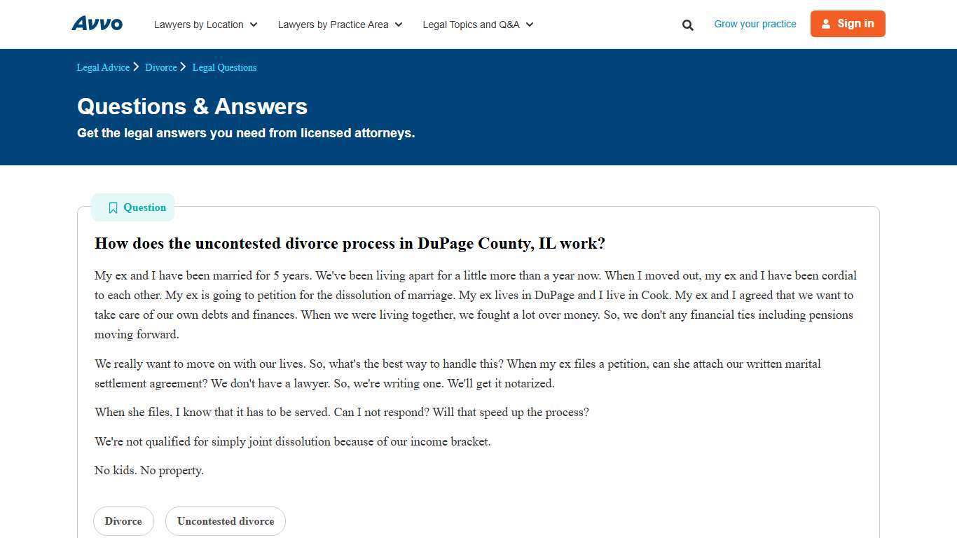 How does the uncontested divorce process in DuPage County, IL work? - Legal Answers