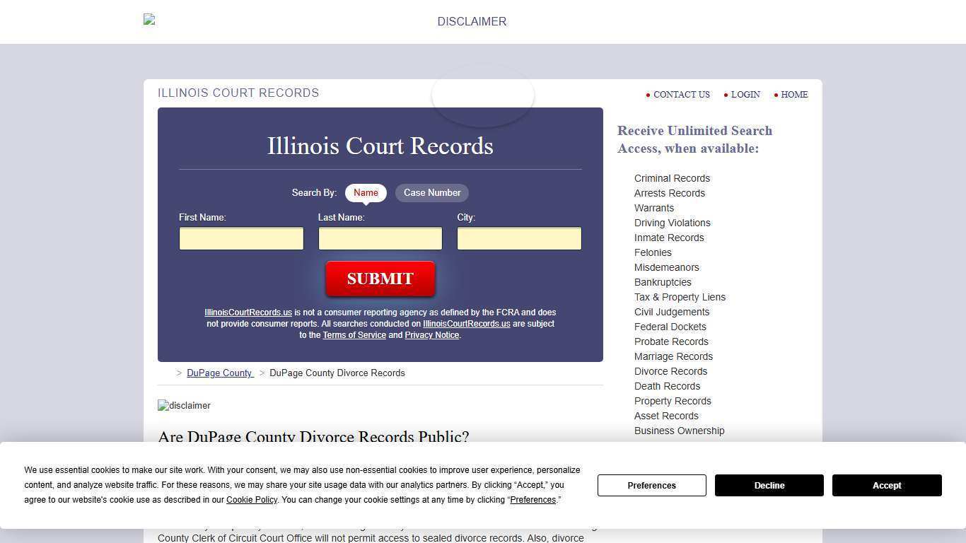 DuPage County Divorce Records | IllinoisCourtRecords.us