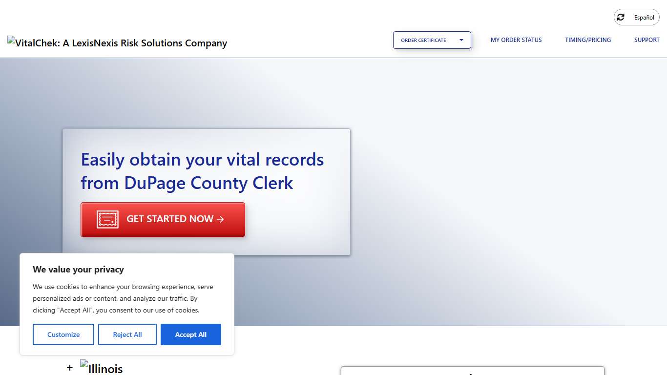 DuPage County Clerk (IL) | Order Certificates - VitalChek